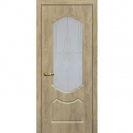 Дверь межкомнатная Мариам Сиена-2 ПВХ шале Дуб песочный стекло белый сатинат золото 2000х600 мм