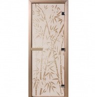 Дверь для сауны стеклянная Doorwood DW00060 Бамбук и бабочки сатин 800х2000 мм