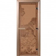 Дверь для сауны стеклянная Doorwood DW00922 Банька в лесу бронза матовая 800х2000 мм